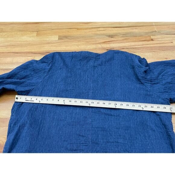 Eileen Fisher Women's 3X Blue Sweater Organic Cotton Linen Cardigan Open Front - Picture 6 of 9